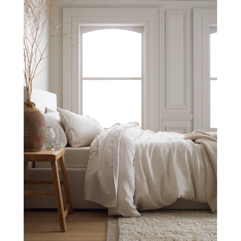 Quince European Linen Duvet Cover Sand Full Queen Neutral Minimalist Bedding - Picture 7 of 8